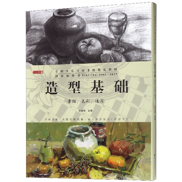 造型基础(素描色彩速写1-9级共3册全国少儿书画考级规范教材)