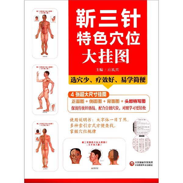靳三针特色穴位大挂图(大字真人版共4张)