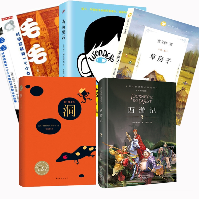 草房子&洞&西游记&奇迹男孩&毛毛共5册