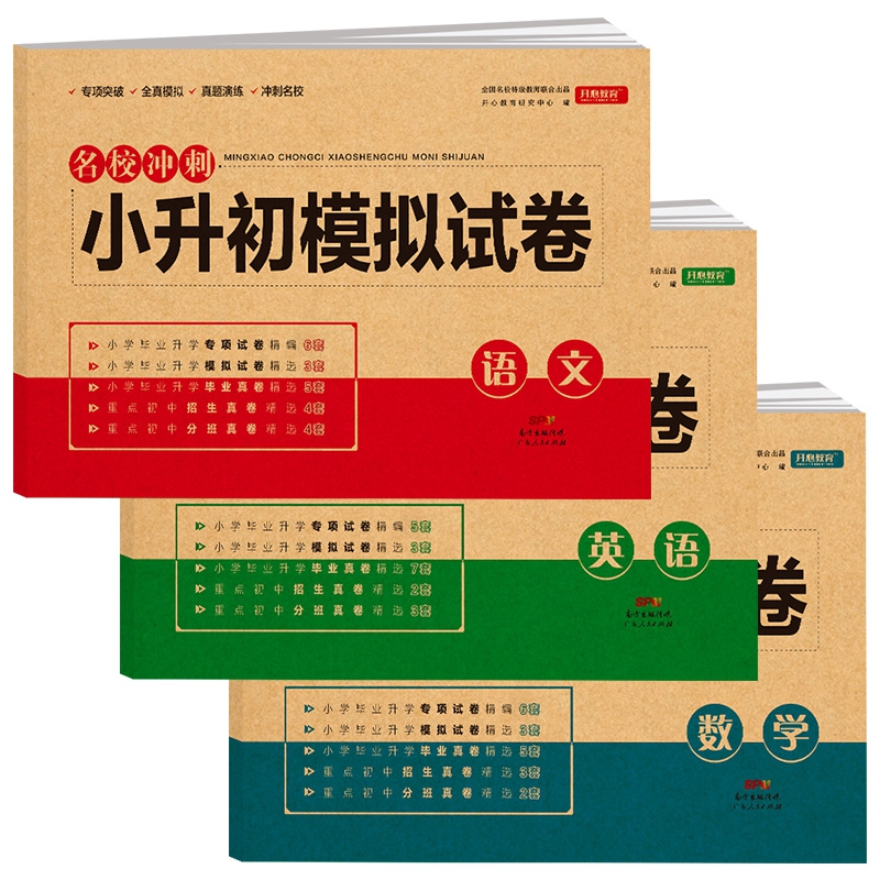 2020年小升初模拟试卷语文+数学+英语（3本）