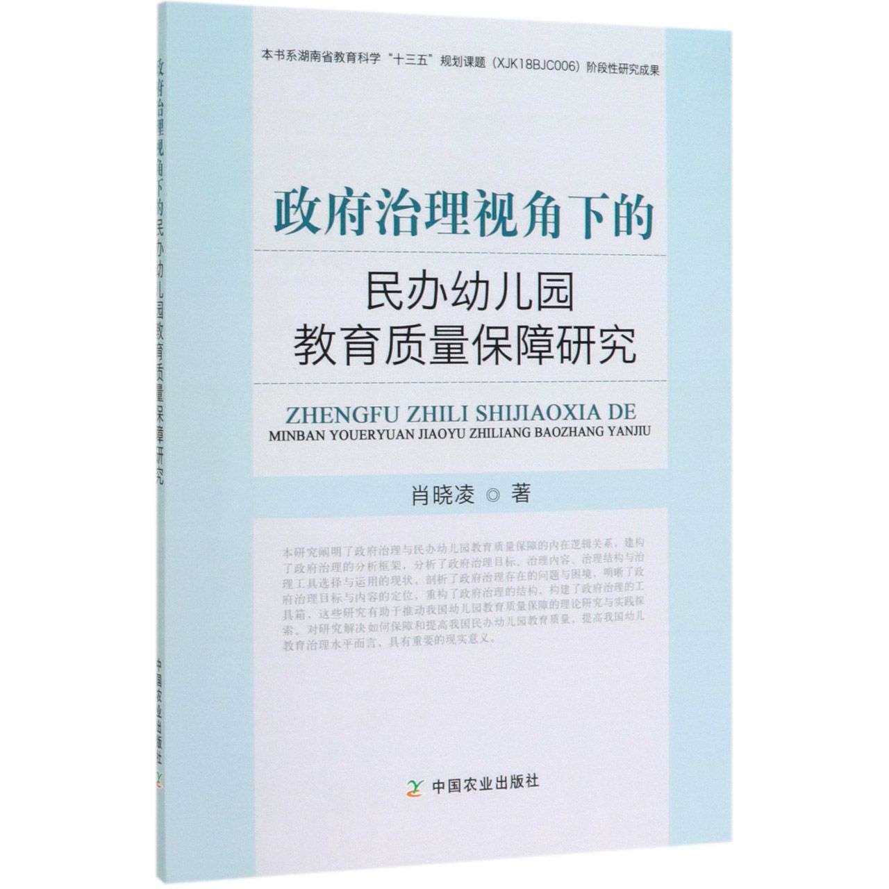 政府治理视角下的民办幼儿园教育质量保障研究