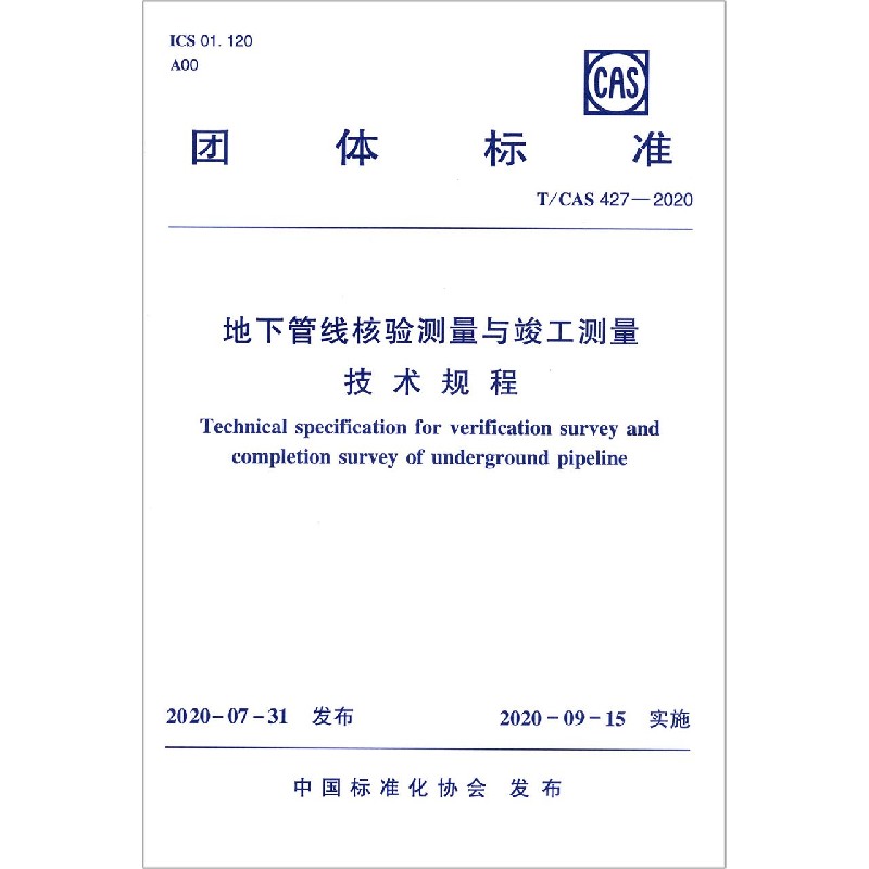 地下管线核验测量与竣工测量技术规程（T/CAS427-2020）/团体标准