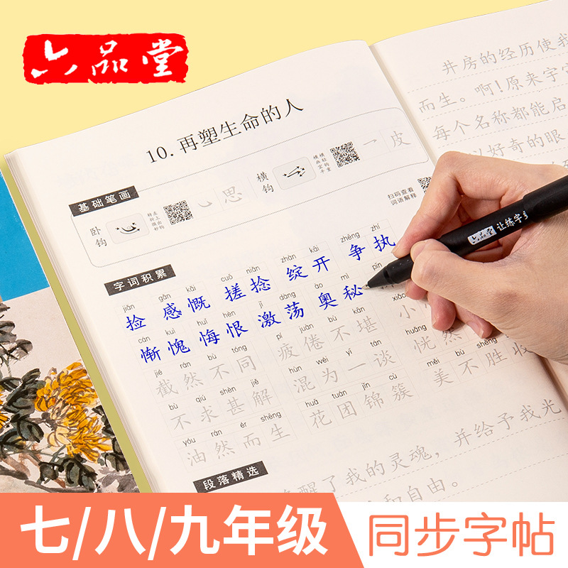 六品堂七年级语文上册（2个握笔器+2本钢笔纸+1个笔杆+8支笔芯+1支钢笔+6个墨囊）lzt426