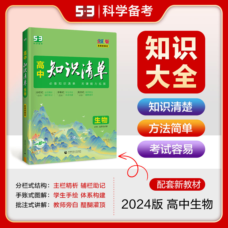 2024版《5.3》高中知识清单新教材 必修+选择性必修 生物