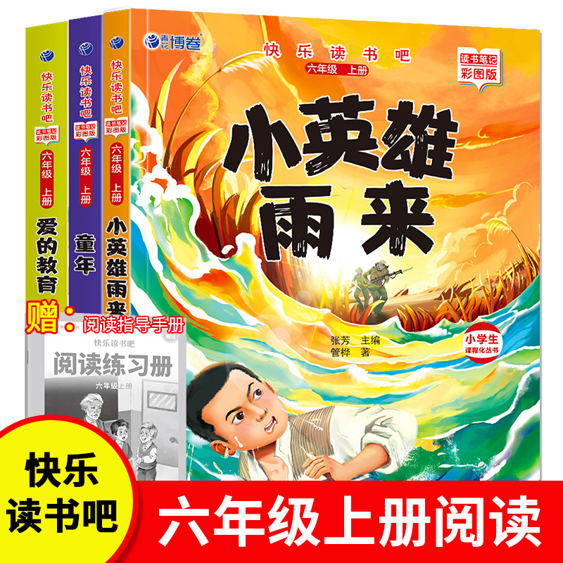 快乐读书吧 六年级上册 小英雄雨来+童年+爱的教育（套装共3册 插图版）赠送知识点手册