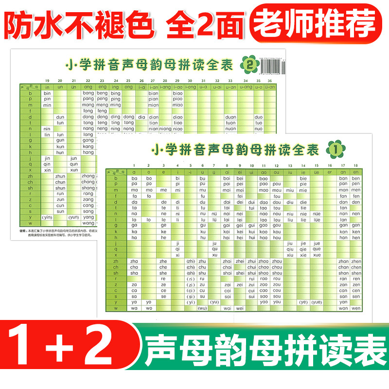 小学拼音声母韵母拼读全表