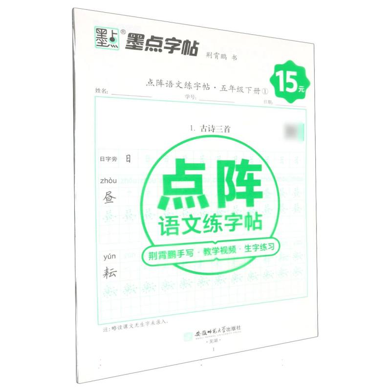 墨点字帖：2025春点阵语文练字帖·5年级下册